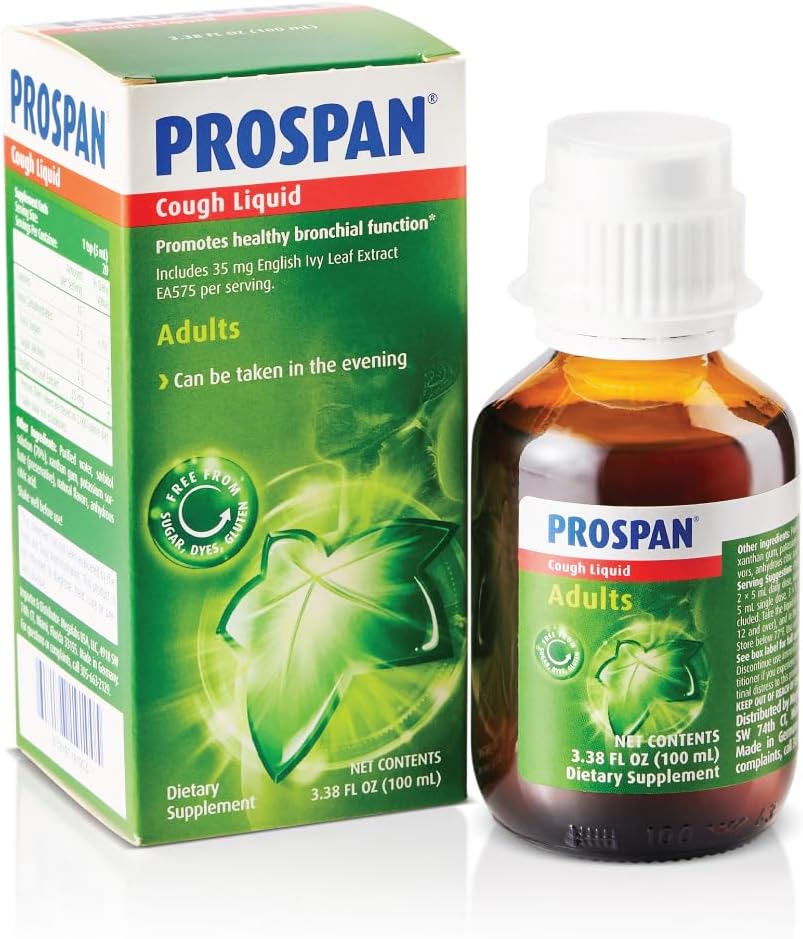 Prospan / Abrilar Cough Syrup + Mucus with Proprietary English Ivy Leaf לחלץ EA575 עבור מבוגרים - Soothes Cough, Mucus Relief, No added Sugar, non-Drowsy, אלכוהול חינם, סמים חינם - 100mL