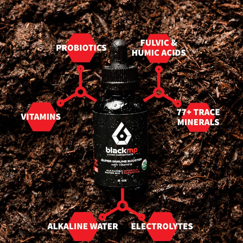 Super Immune Booster טיפות עם ויטמינים - תרופות כיתה Fulvic & Humic Acids & USDA מוסמך אורגני Probiotics. שחזור בריאות, חיזוק מערכת החיסון ופונקציות בודיאליות. 2oz