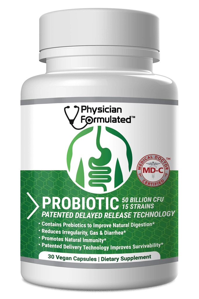 Probiotics for Women & Men - 50 מיליארד 15 סטרינס איטי לשחרר קפסולות ו-Prebiotics כדי לשפר את הבריאות העיכול, Immune Support Full חודש אספקה