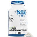 PlantVital Magnesium Glycinate 200 מ"ג 120 קפסולות - High Absorption, non-GMO, טבעוני, Gluten-Free - תומך שינה נורמלית, שרירים ותפקוד עצבי, בריאות הלב והעצמות הרגיל, עזור להרגיש Calm & להירגע.