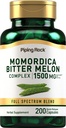 Piping Rock Bitter Melon קפסולות | 1500 מ"ג | 200 גלולות | Momordica Charantia Extract; Complex Herb תוסף | Non-GMO, Gluten Freeten