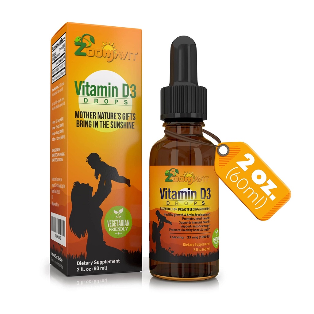 ויטמין D טיפות לתינוקות - Baby ויטמין D טיפות 1000 IU 2Fl Oz - ויטמין D3 אורגני נוזלי עם מקס Absorption פורמולה עבור תינוקות, טוילרים, ילדים ומבוגרים
