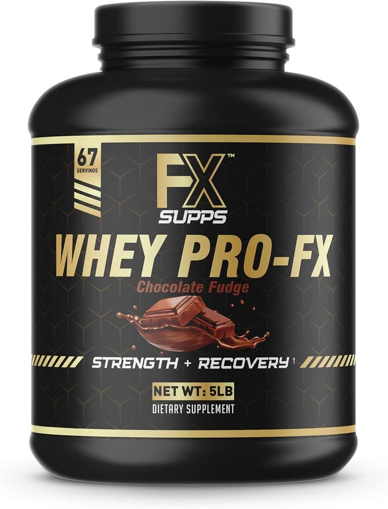 FXSUPPS Whey Pro-FX אבקת חלבון (Chocolate) אידיאלי לאחר שיקום תוספת עם באופן טבעי Occurring BCAA עבור גברים ונשים, תומך התאוששות שרירים וכוח, 5.0 פאונד.