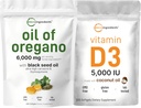שמן Micro Ingredients של Oregano Softgels 6,000 מ"ג Per Serve & ויטמין D35,000 IU Bundle Pack | 4X Power Carvacrol & Thymoquinon | ויטמין D כמו Cholecalciferolol