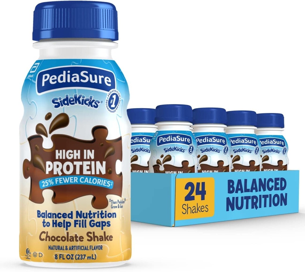 PediaSure Sidekicks Nutrition Drink, Chocolate, 8 fl oz, 24 Count.