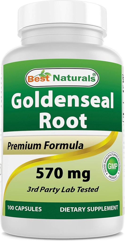 Best Naturals Goldenseal Root 570 מ"ג (Non-GMO) 100 קפסולות