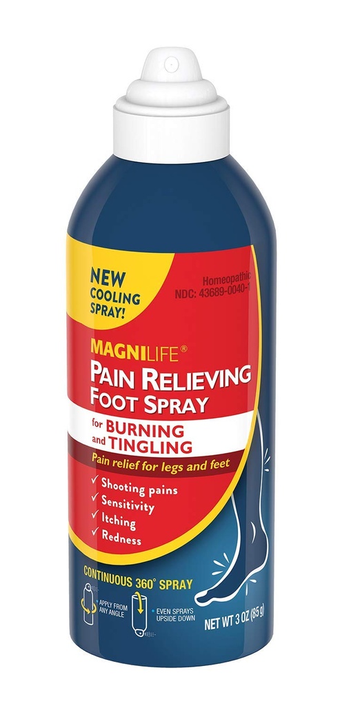 MagniLife Pain Relief Foot Spray, 3 oz, Pain Relief for Burning, Tingling or Sרגישות בכפות רגליים ומחוקקים, No Alcohol Cooling Spray Moisturizing יבש, מקרר Heels