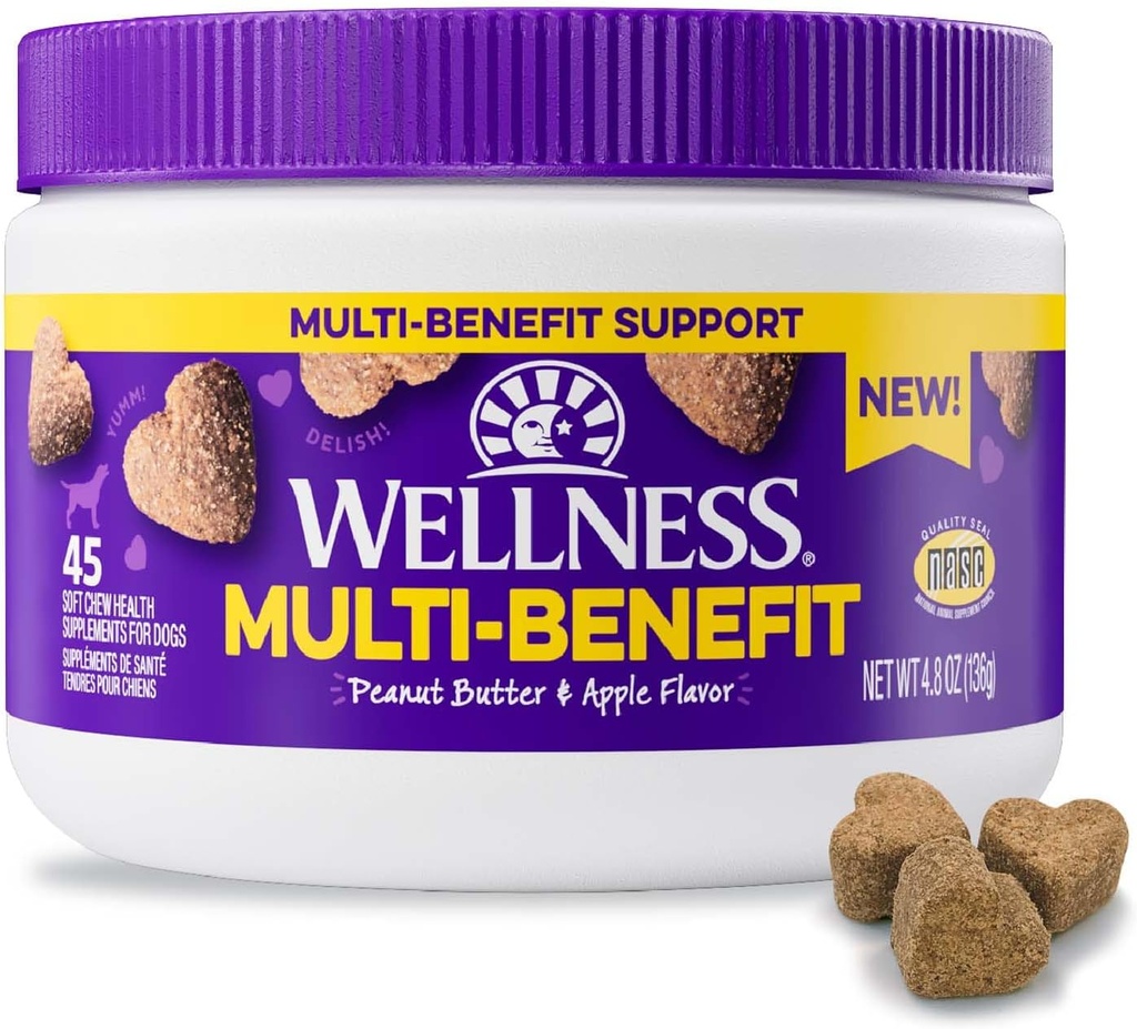 All Peanut Butter & Apple Flavored Soft Chews Multi-Benefit תוספי לכלבים, 45 Count