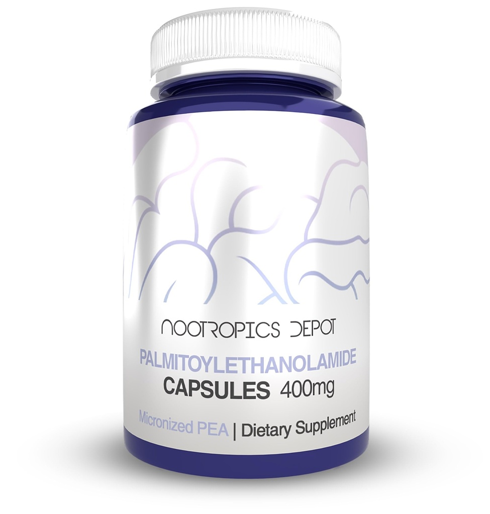 Nootropics Depot Palmitoylethanolamides | Pea | 400 מ"ג גלולות | 30 Count | תמיכה ב- Discomfort Relief