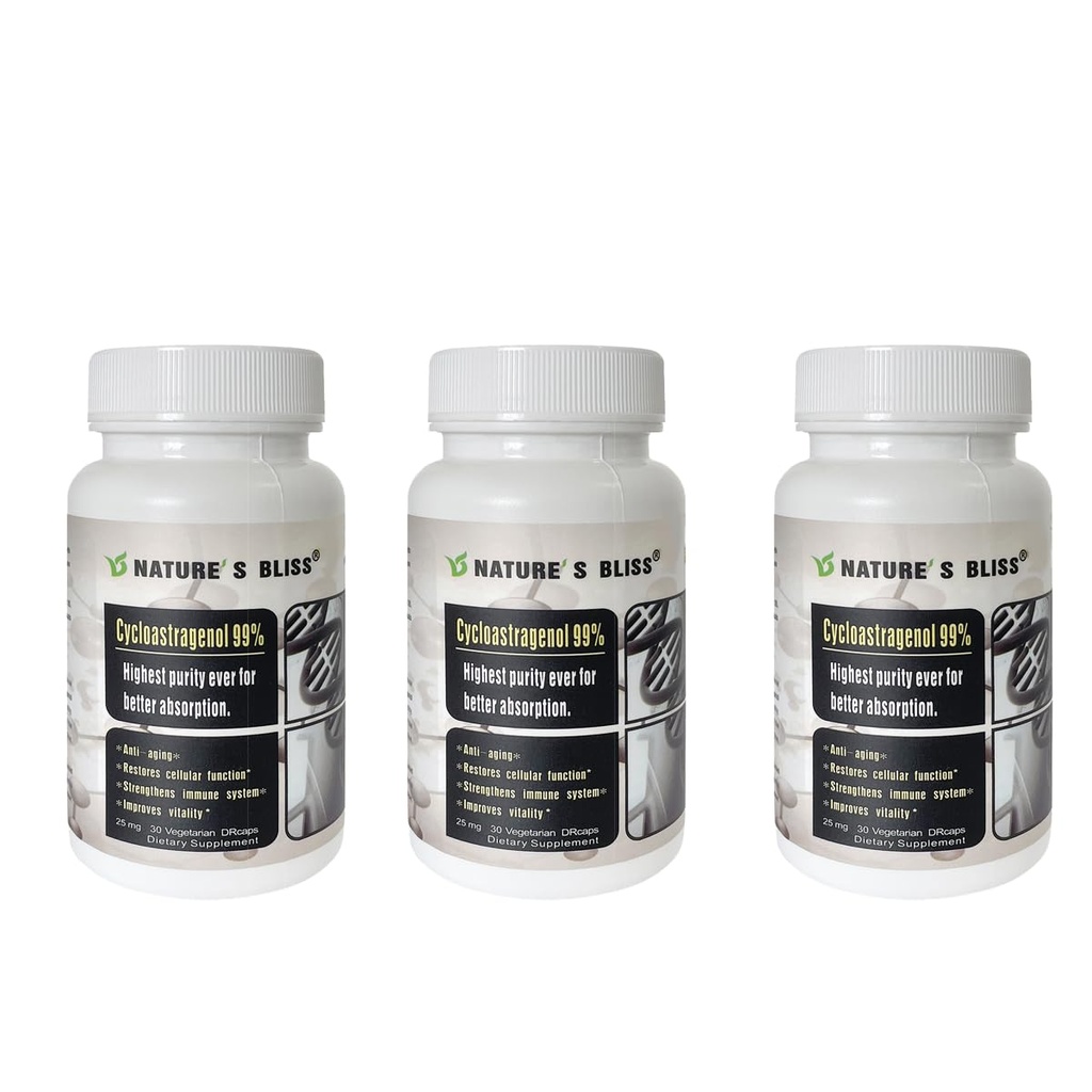 Absblis Telomere תוסף Cycloastragenol 25 מ"ג 99%, Astragalus Root Extract, Anti Aging תוסף, Made בארה"ב, Immunity Boost, Stomach Acid מוגן, Super Absorption, 90 קפסולות