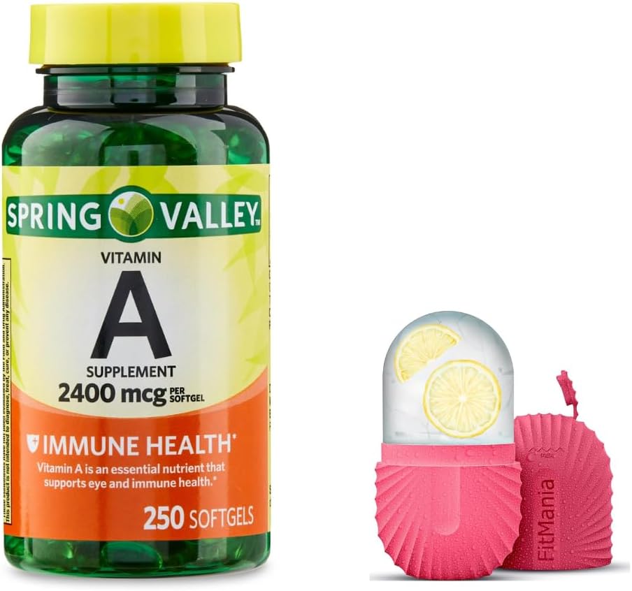 ויטמין עמק האביב A Softgels, 2400 mcg, 250 ספירה, ו Gift Ice Roller for Face