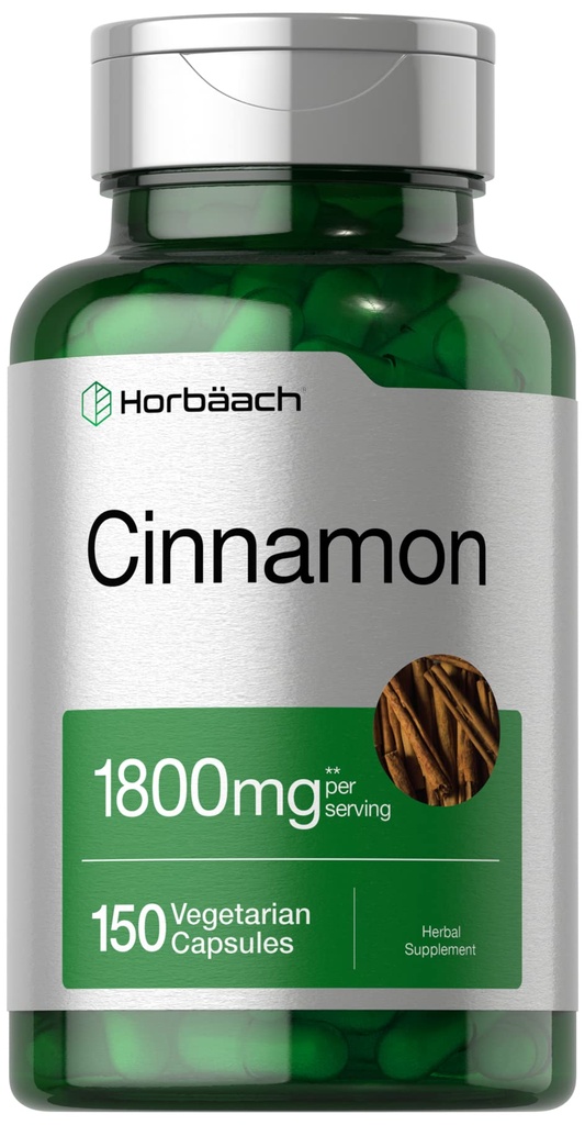 Horbäach Cinnamon קפסולות 1800 מ"ג | 150 Count | Ceylon Cinnamon Supplement