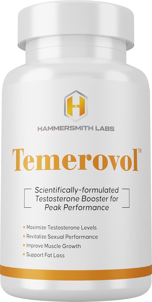 Temerovol - תוספת זכר - שיפורים אנרגיה, כוח Libido - Lean שריר בונה, 60 קפסולות - 1 בקבוק