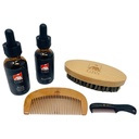 G.B.S All Natural Beard Grooming Set - כולל Wooden Beard Comb, Travel Beard Brush ו- Mustache Comb - Perfect for Any Hair Texture