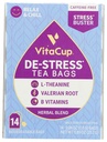 DeStress Herbal Tea Bags על ידי VitaCup, להירגע & Chill w / Chamomile, L-theanine, ולריאן Root & Bs, Caffeine חינם רווק לשרת תה Sachet Bag, 14 ct