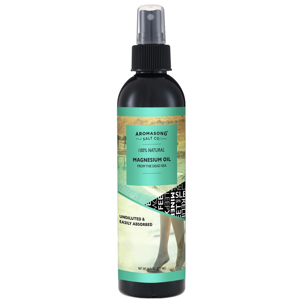 Aromasong Magnesium Spray - תוספת כוח (23 מ"ג בכל Spritz) 8 Oz Refill בקבוק, Natural Magnesium שמן Spray - Made in the USA - for Leg Discomfort ומקדם Calm Sleep