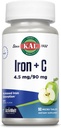 KAL Iron C, 90 טבליות, 4.5 מ"ג / 90 מ"ג, Natural Apple Flavor, הגדלת Absorption Iron Pills, Immune Support