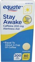 Equate - Stay Wake - התראה עזרה עם Caffeine | כוח מקסימלי | צמצום שומן - 80 טבליות 200 Mg (Pack of 2)