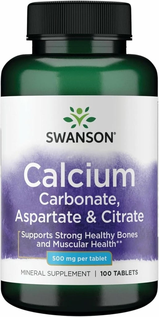 Swanson Calcium (Carbonate Aspartate & Citrate) 500 מיליגרם 100 Tabs