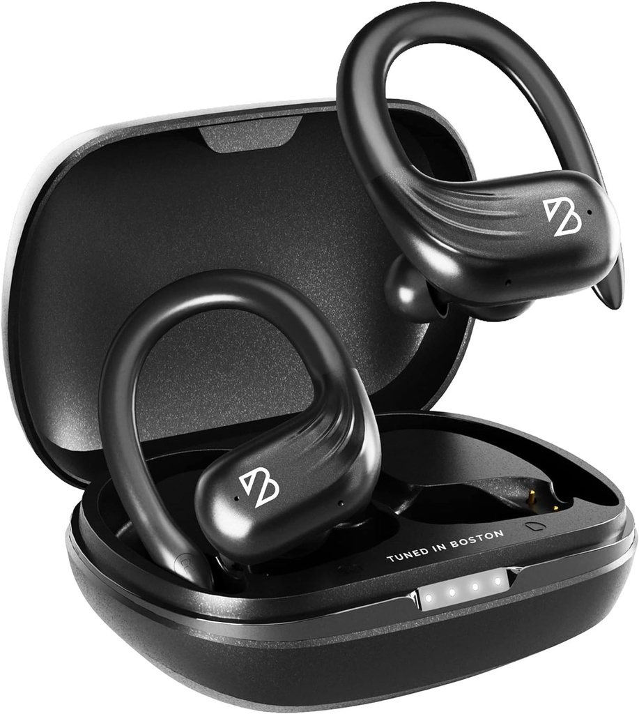 Back Bay Audio Runner 60 Wireless Run Earbuds, 80 Hour Long Battery Life Over the Ear with EarHooks, Wrap Around Earphones Wireless Bluetooth אוזניות עם Microphone, אוזניות באוזניים