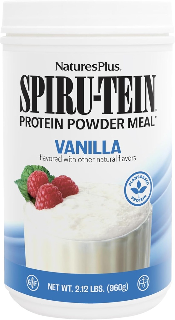 NaturesPlus SPIRU-TEIN, Vanilla - 2.12 lbs, Pack של 3 - אבקת חלבון Spirulina - ויטמינים ומינרלים לאנרגיה - Vegetarian, Gluten Free - 96 המשרתים המלאים
