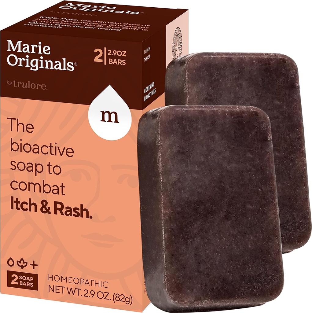 Mary Originals Itch Relief Soap Body Wash Bar - All Natural Break from Insect Bites, עוף Pox, Chiggers ו- Skin Irritations Anti-Itch Calming Soap (2 Pack)