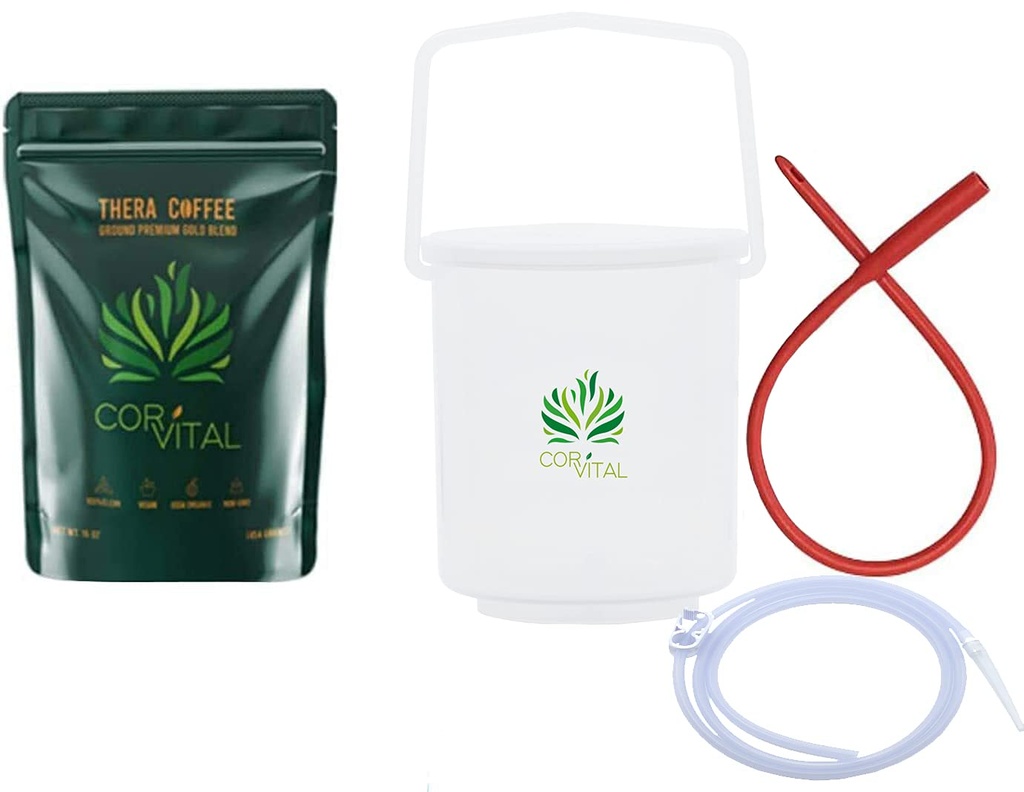 קפה אנמה קיט לקולות נקיים עם 1 LB Enema קפה - Gerson Approved Home Enema Kit - Enema Bucket Kit - טיפול Roast Coffee Detox ניקויse - Enema קפה אורגני