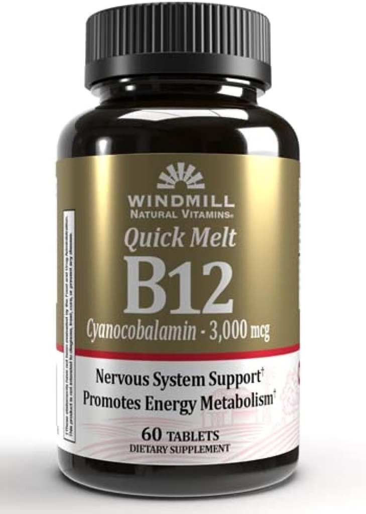 Windmill B-12 3000 mcg Quick מלט טבליות 60 כל אחד (Pack of 2)