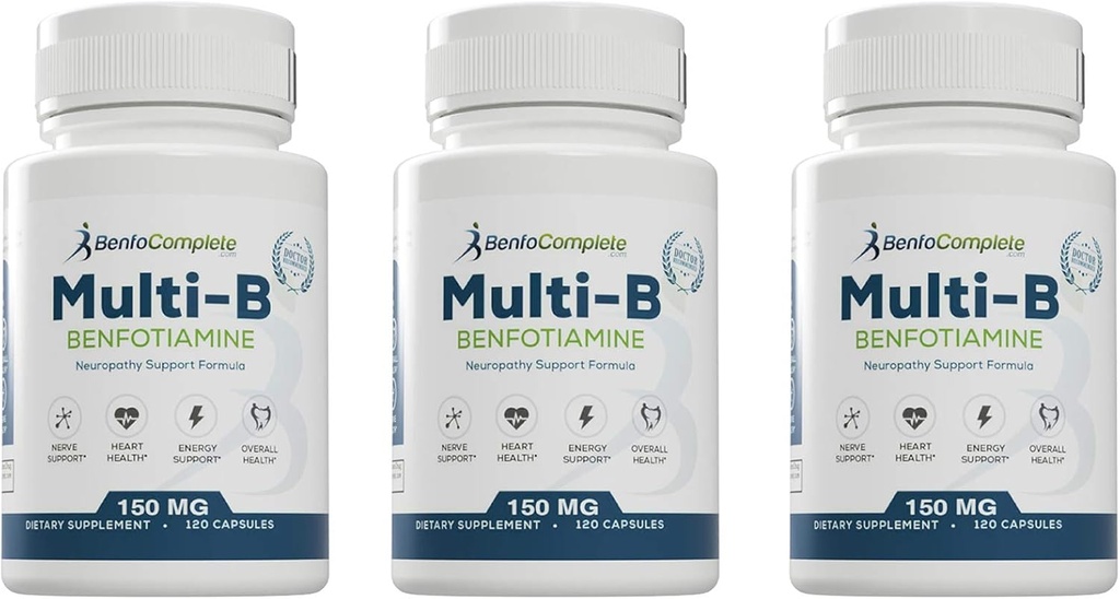 Benfotiamine Multi-B נוירופתיה תמיכה פורמולה 150 מ"ג 120 קפסולות Gelatin לבקבוק - Pack of 3 בקבוקים