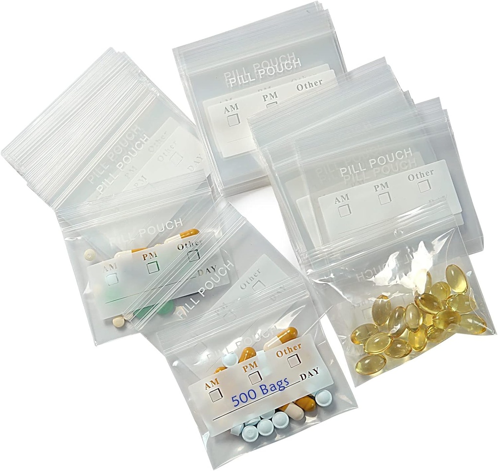 500 Packs 6 Mil Sturdy Pill Bags BPA Free Pill Pouches 3 x 2.75 Inch Portable Light Weight Handy Small Ziplock ניילון Bags for Travel Pill Organer, תכשיטים וחתיכות קטנות וקל לשימוש