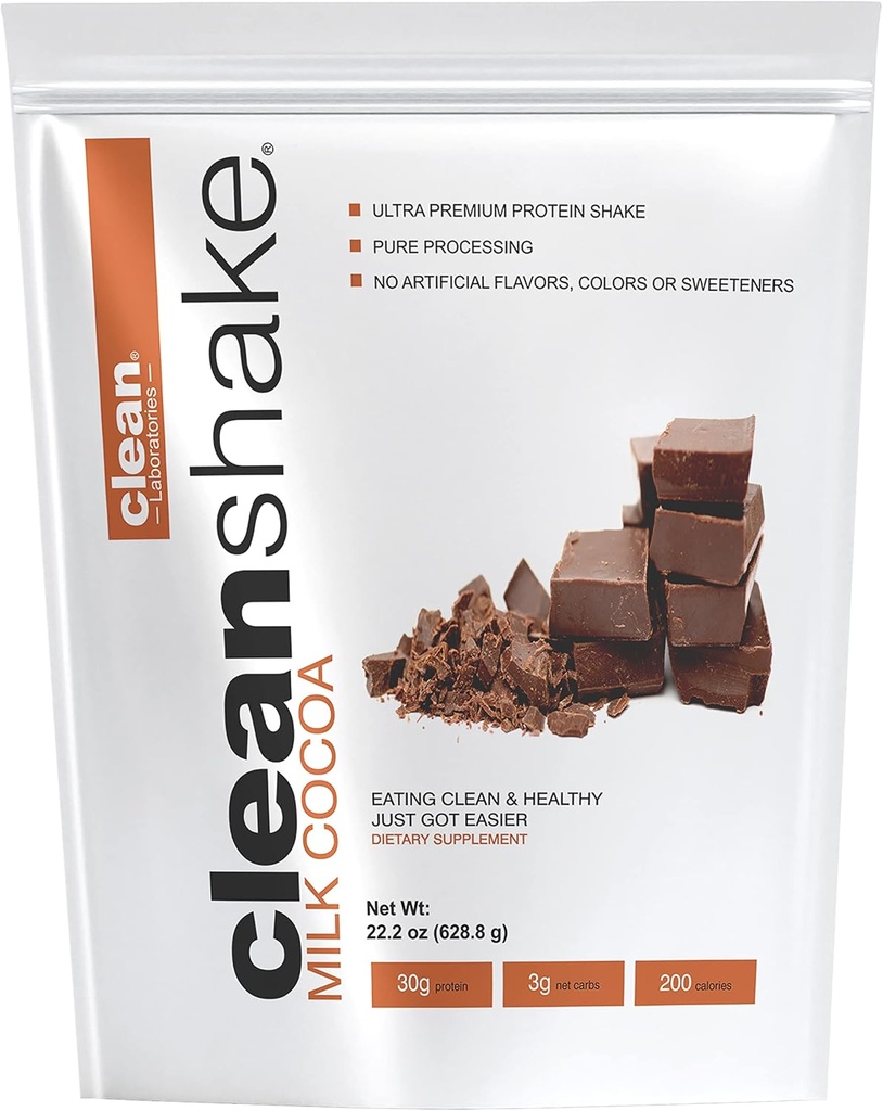 CleanShake Ultra-Premium Protein Shake. Clean Protein Powder Shake with 21 Organic Ingredients, 23 Vitamins and Minerals, and Non-GMO and rGBH-Free Grass Fed Whey Protein. Informed Protein Certified.