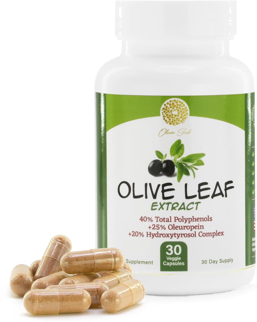 תמצית אוליב Leaf - 500 מ"ג - תוספת סטנדרטית ל-25% Oleuropein - 20% hydroxyrosol - 40% Polyphenols - non-GMO + Gluten חינם + חלב חינם + Soy חינם + טבעוני (30 קפסולות)