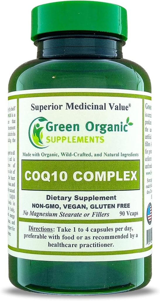 תוסף אורגני ירוק Coq 10 Complex, Ubiquinone, 90 VCaps, גבוה Absorbable, non-GMO, Gluten-Free (Single)
