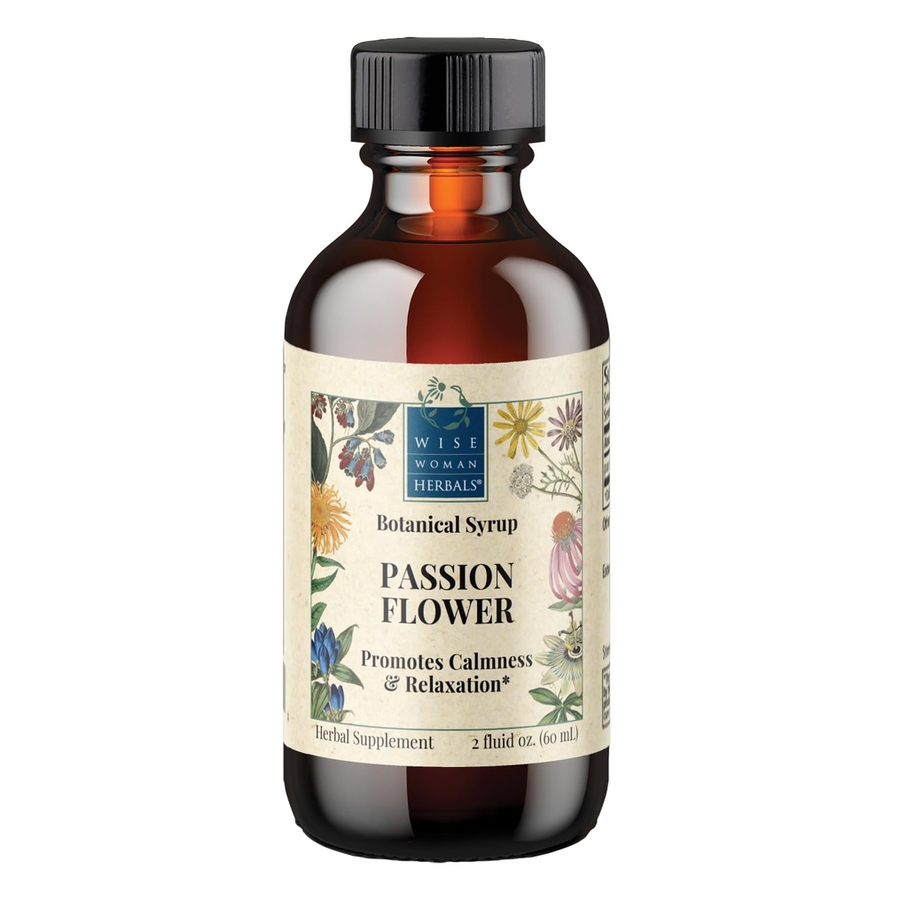 אישה חכמה Herbals Passionflower פירופ (בקיצור סולידריות) 4:1, כוח תוספת ללא אלכוהול, Sleep Aid, Eases Tension, תומך Calm Mood & Restful Sleep, Pure non-GMO, 4 Fl Oz Oz