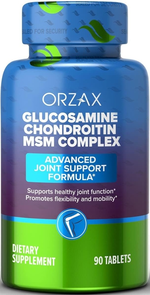 ORZAX All-in-one תומך תוסף עם Glucosamine Chondroitin MSM - Turmeric, Collagen, Bromelain & Boswellia לחלץ קפסולות, פונקציונליות ונוחות - 90 טבליות