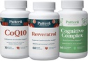 דפוס בריאות Aging Bundle - CoQ10, Resveratrol, תרכובת קוגניטיבית - מקדם בריאות ובטיחות ללא זמן - 3 Pack, All-Natural, Vegan-Friendly Formulas