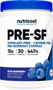 מזון זול Stimulant חינם Pre-Workout, 30 משרתים (כחול פטל) - Caffeine חינם, non-GMO, Gluten Free