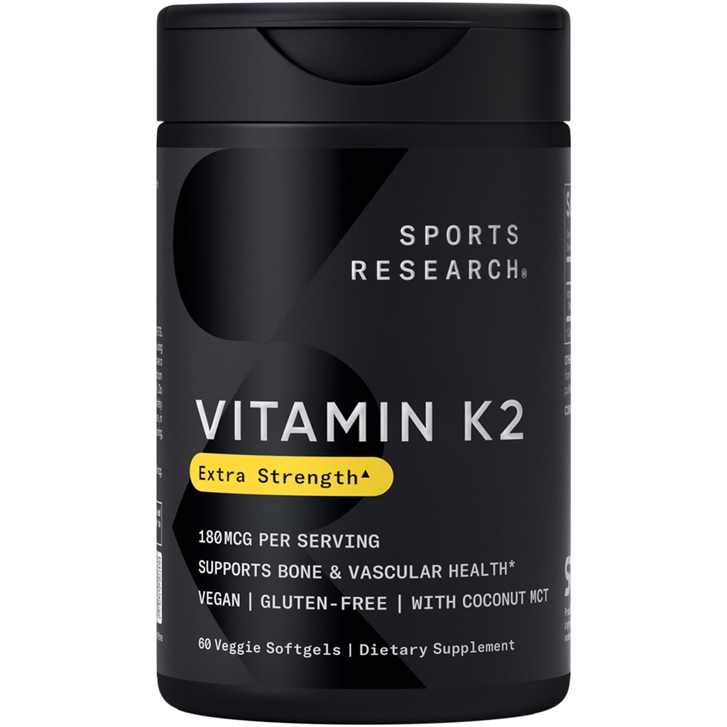 ויטמין C2 MK7 180mcg עם שמן קוקוס - 60 Veggie Softgels - מוסמך טבעוני, non-GMO מאומת וגלוטן חינם חינם