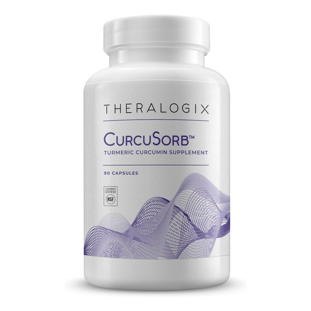 Theralogix CurcuSorb Turmeric Curcumin תוסף 90 יום אספקה - High-Absorption Turmeric Curcumin - תמיכה המוח, הלב, Immune & Joint Health - מסייעות להזדקנות בריאה - NSF מוסמך - 90 קפסולות