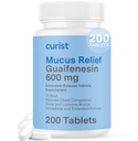 Curist Guaifenesin 600 מ"ג לוחות שחרור מורחב (200 Dye-Free Tablets) - מצפה Mucus Relief, Generic Guaifenesin 600 מ"ג, (Bulk Pack)