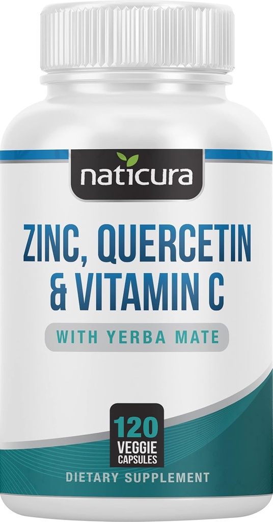 Znc Quercetin עם ויטמין C ו Yerba Mate - 4in-1 תזונה תוספת תמיכה תזונתית - 120 קפסולות Veggie - מיוצר בארה"ב