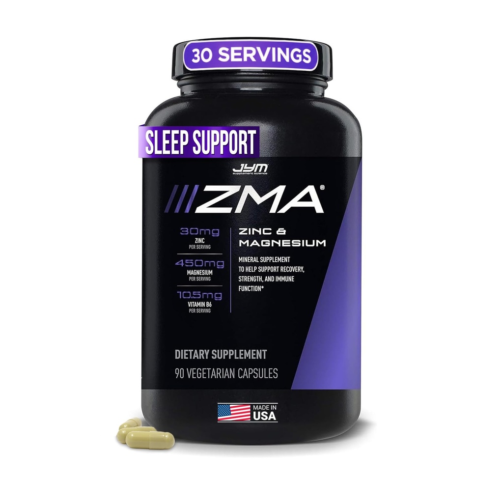 ZMA JYM, Zinc & Magnesium תוסף - Zinc, Magnesium ווויטמין B6, YM תוסף מדע, 90 קפסולות צמחוניות
