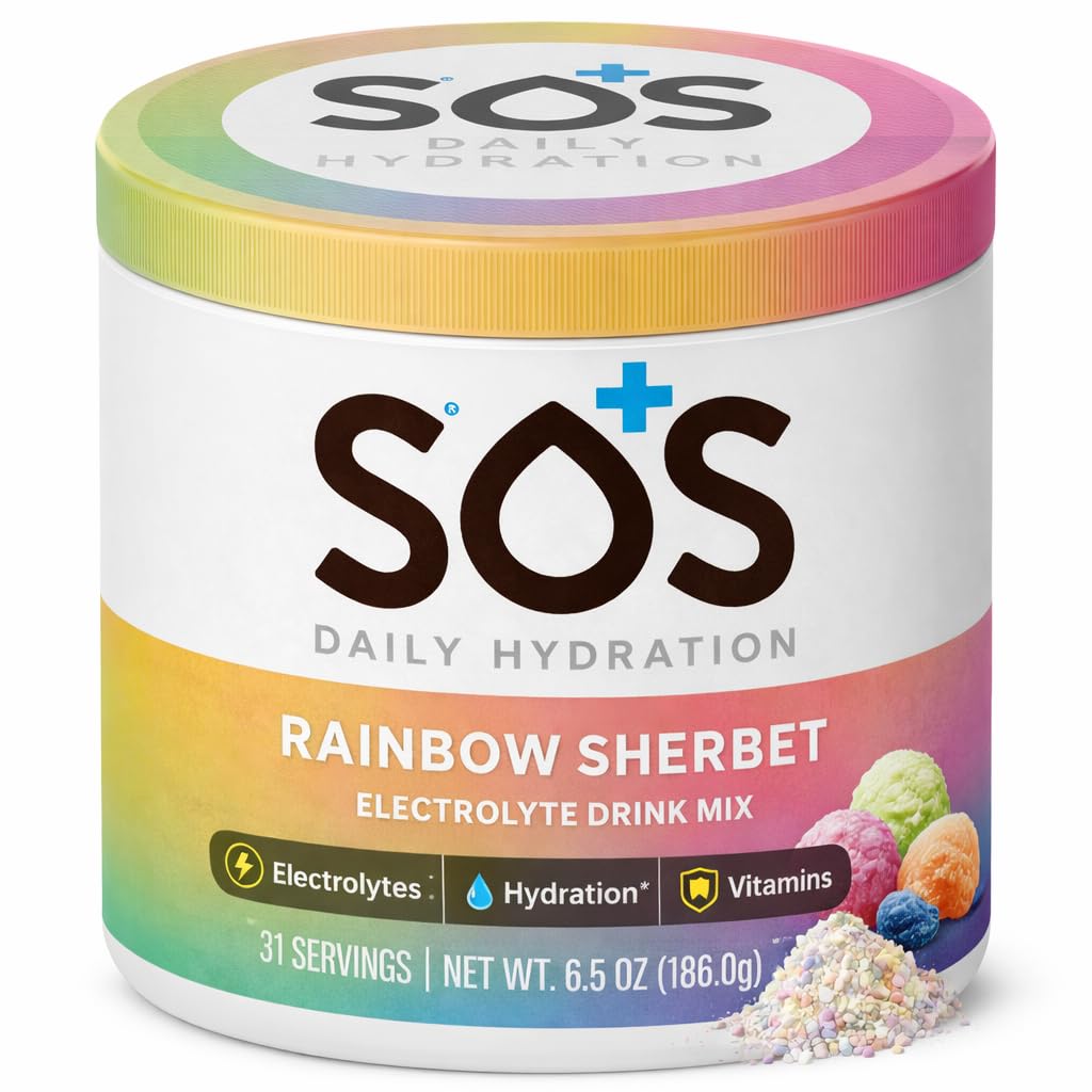 אבקת SOS hydrolyte לשתייה לערבב | 31 משרתים | Low Sugar | 15 Calorie | Keto-Friendly & Rapid Rehydration