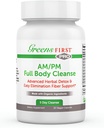 Greens First Full Body AM /PM ניקוי תוספת - עבור Detox טבעי של טוקסין - מלא Intestinal & Constipation הקלה - קפסולת בריאות העיכול - 20 קפסולות Veggie