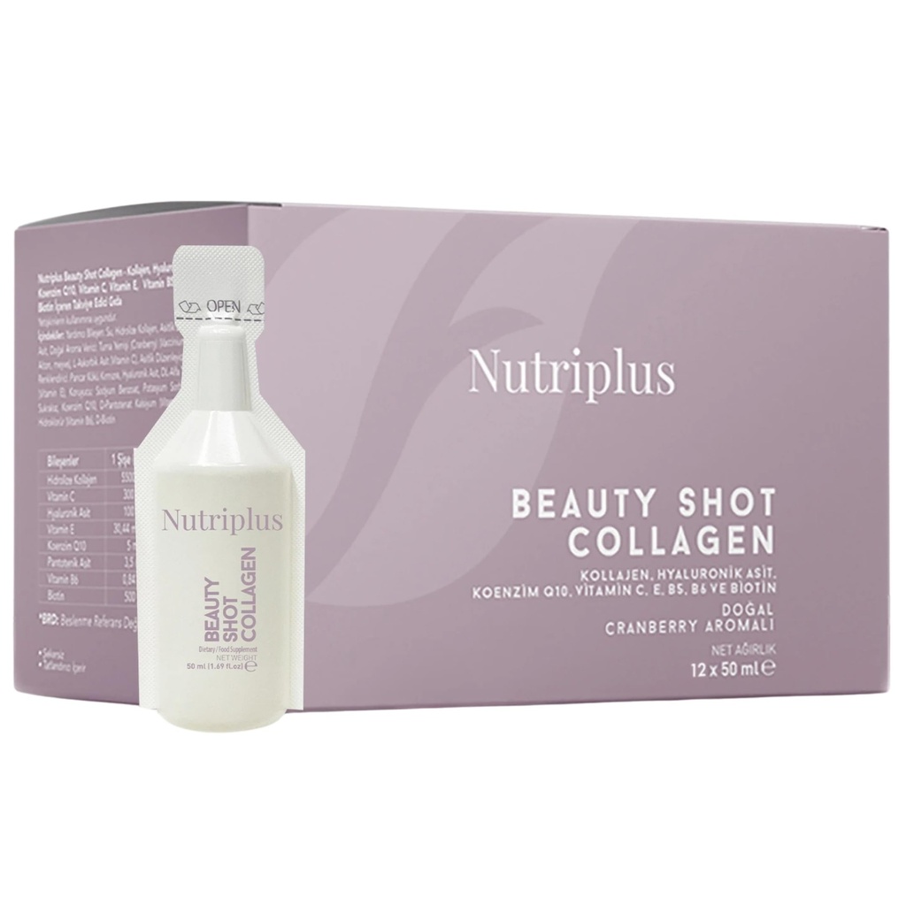 FARMASi Acplus Beauty Shot Collagen - סוג I & III Collagen עם Hyaluronic Acid, ביוטין ווויטמינים, קריין ללא סוכר, 1.69 fl oz x 12 Shots