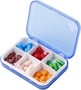 Portable PillPSKer - Slim Pill Box for Purse or Travel, Compact Pill Case(6 השוואה, כחול)