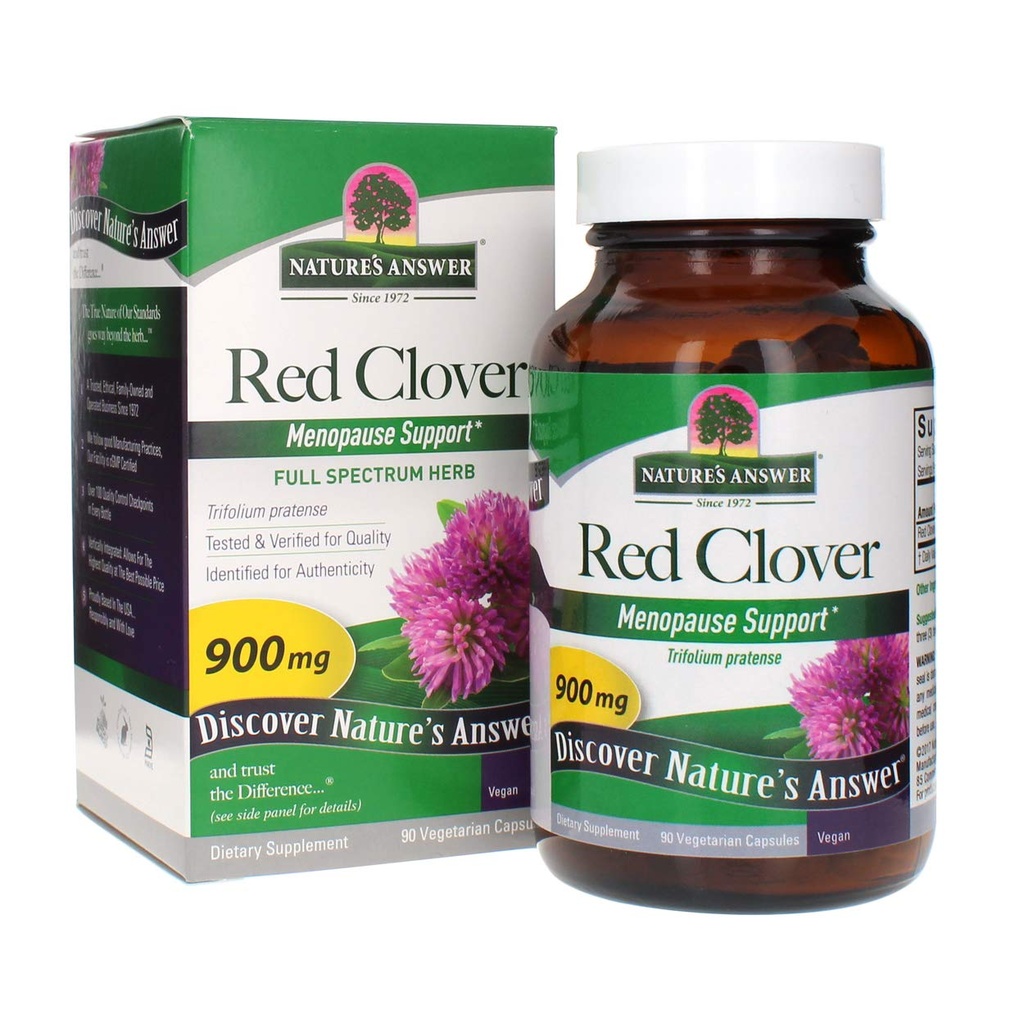 תשובתו של הטבע Red Clover Trifolium Pratense Full Spectrum Herb Natural Vegetarian Vegan High Power Dietary Supplements אידיאלי עבור Menopause (90 קפסולות)