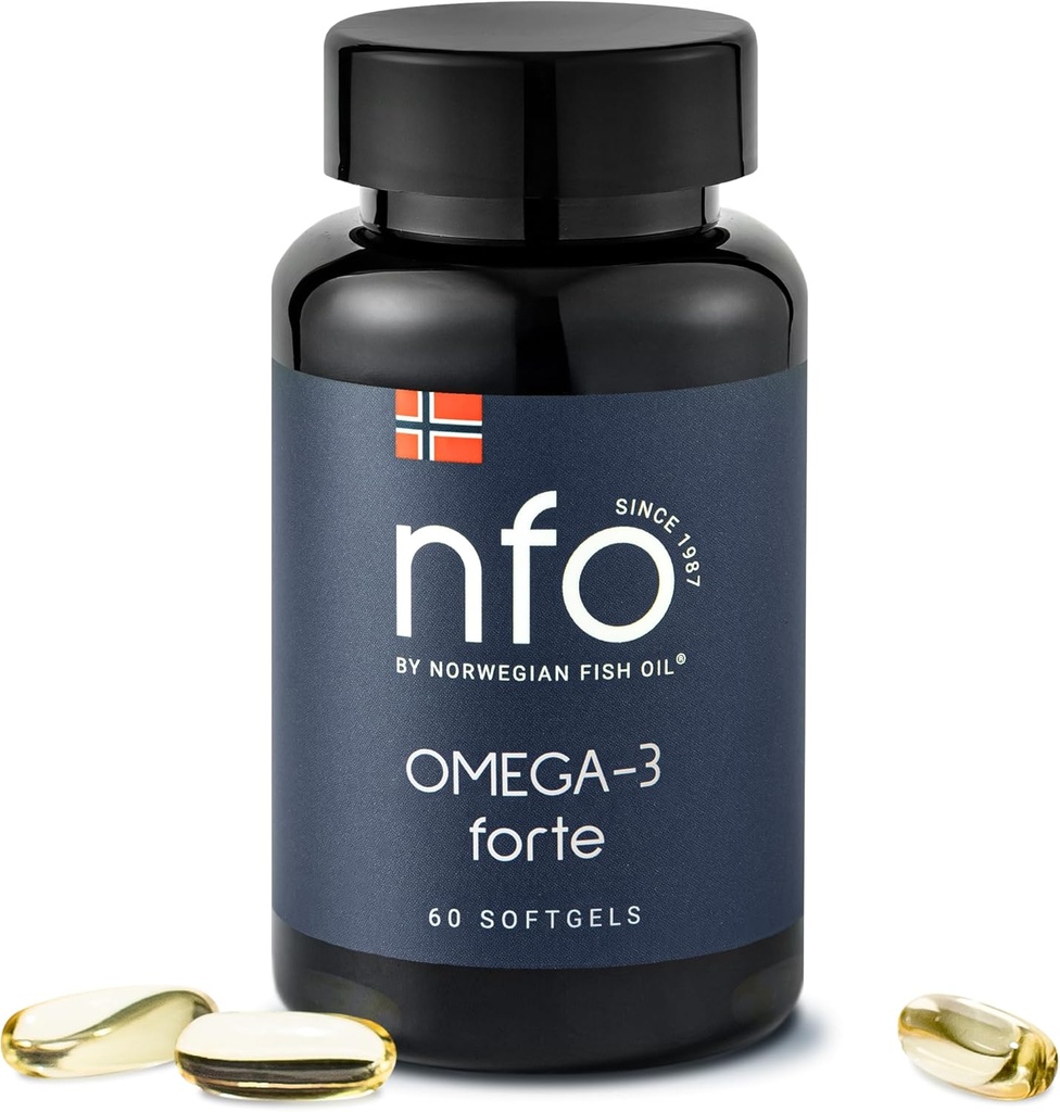 NFO אומגה 3 Forte Fish שמן עם Fish Gelatine - אומגה 3 מבוססת דגים פרימיום | Pure Marine Formula | High EPA & DHA | 60 קפסולות