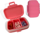 חברת Travel Pill Organer - Durable, Watertight Pill Case Travel Size עם 3 השוואתיות - קומפקטית גלולת נסיעות עבור ויטמינים, תוספים, תרופות - Travel Pill Container for Purse (Pink)