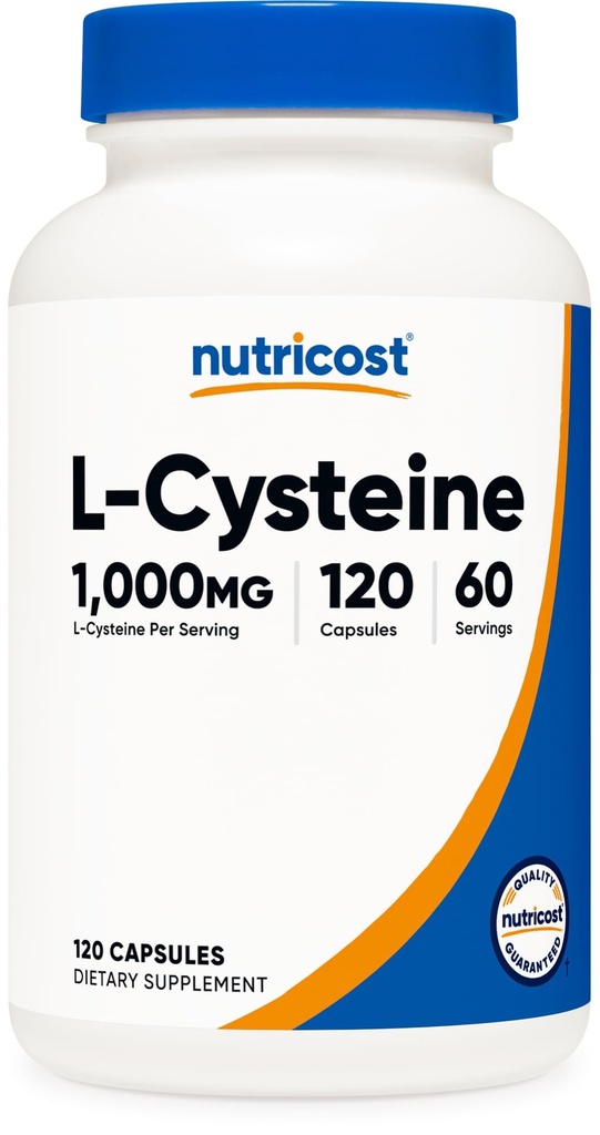 תוספי מזון L-Cysteine 1000 מ"ג, 120 קפסולות - non-GMO, גידול תוסף חינם, 500 מ"ג פר קפסולה